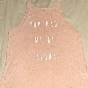 Pink Sleeveless Tank Top with Aloha Print (see through)
